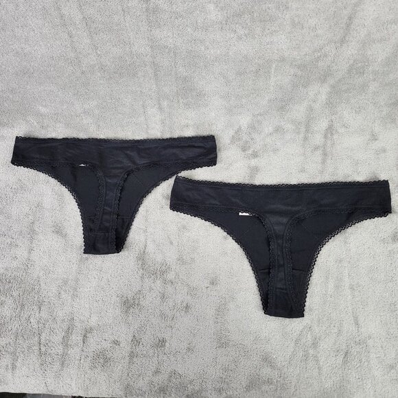 2 Pack Womens Auden Black Micro Thong Lot of 2 Size L (12-14) - Picture 5 of 7